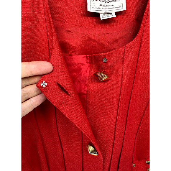 Vintage Ann Stuard Womens Suit 2-Piece Skirt Blouse Set Red Size 6 at La Costa - Picture 8 of 15